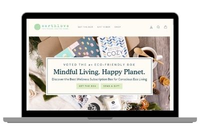 Earthlove online store on laptop