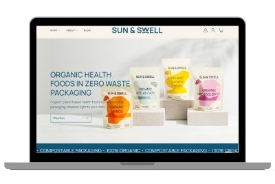 Sun & Swell zero waste store on laptop