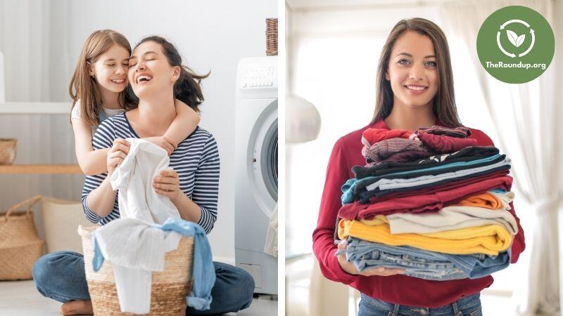 family using eco detergent sheets in their washing machines