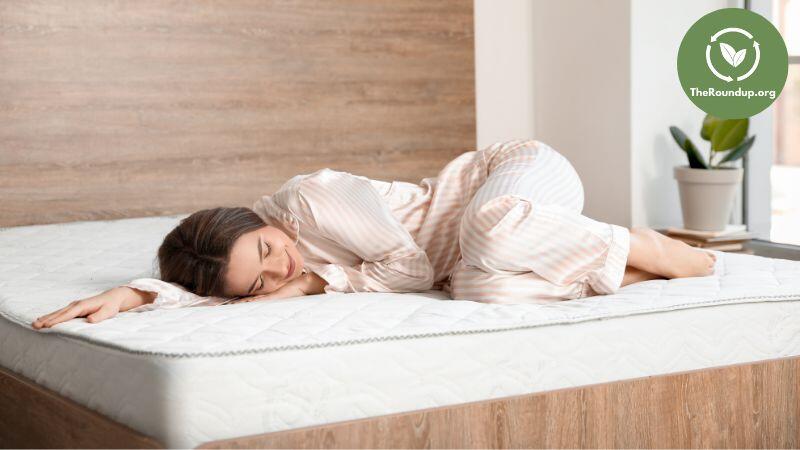 woman lying on gel mattress