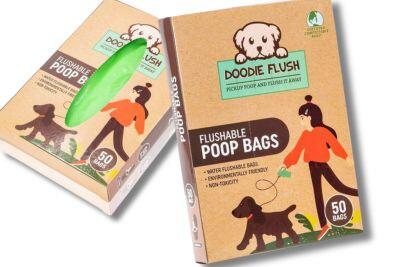 Doodie flushable biodegradable pet waste bags