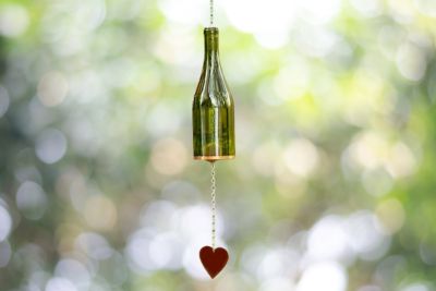 recycled heart pendant wind chime