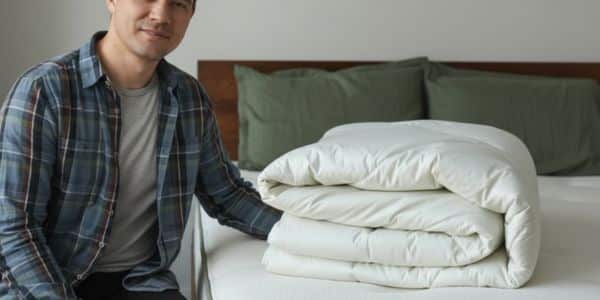 James Miller testing the Avocado alpaca and organic cotton divet insert