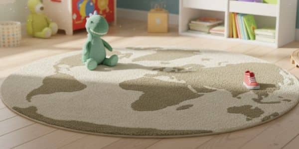 Testing our Lorena Canals rug in a playroom