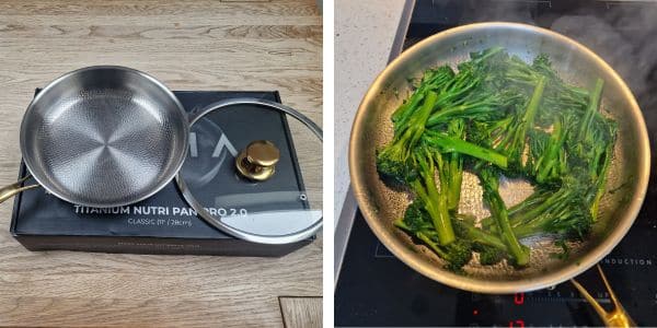 Testing the Taima titanium pan with fresh vegetables