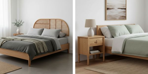 Headboard and nightstand from the Citizenry non toxic bedroom furniture range