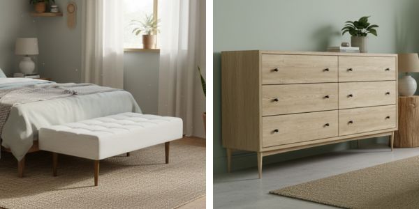 Bench and dresser from Medley eco-friendly bedroom furniture range
