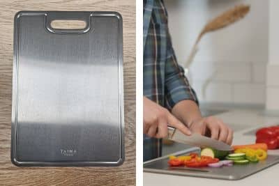 James Miller testing the Taima cutting board