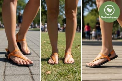 Me testing the Earth Runners sandals