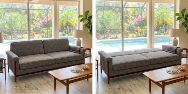 Testing the Edloe Finch Ashbury sofa bed in both sofa and sleeper modes