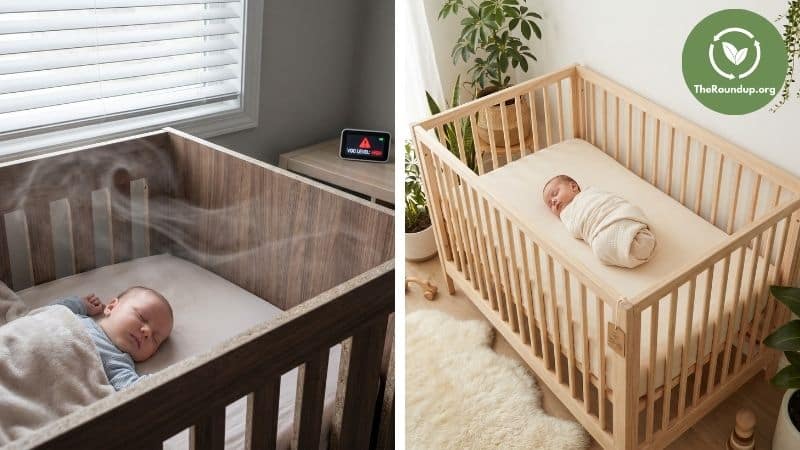 comparing babies asleep in nontoxic vs regular cribs